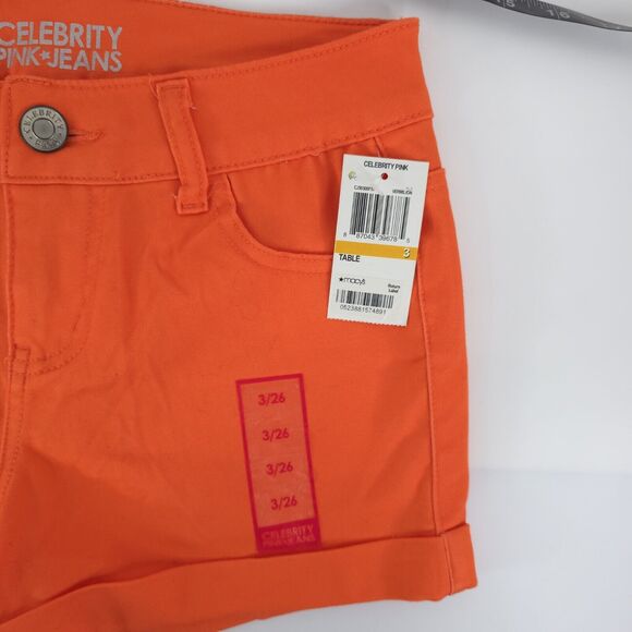 Celebrity Pink Women's Juniors' Cuffed Colored Denim Shorts Size 3 Neon Orange - Picture 6 of 9